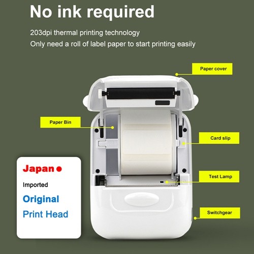 50mm Portable Barcode Printer Thermal Label Printer Smart 2 Inch Mini Sticker Printer