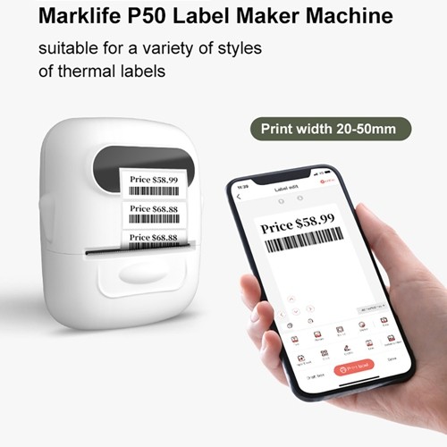 50mm Portable Barcode Printer Thermal Label Printer Smart 2 Inch Mini Sticker Printer