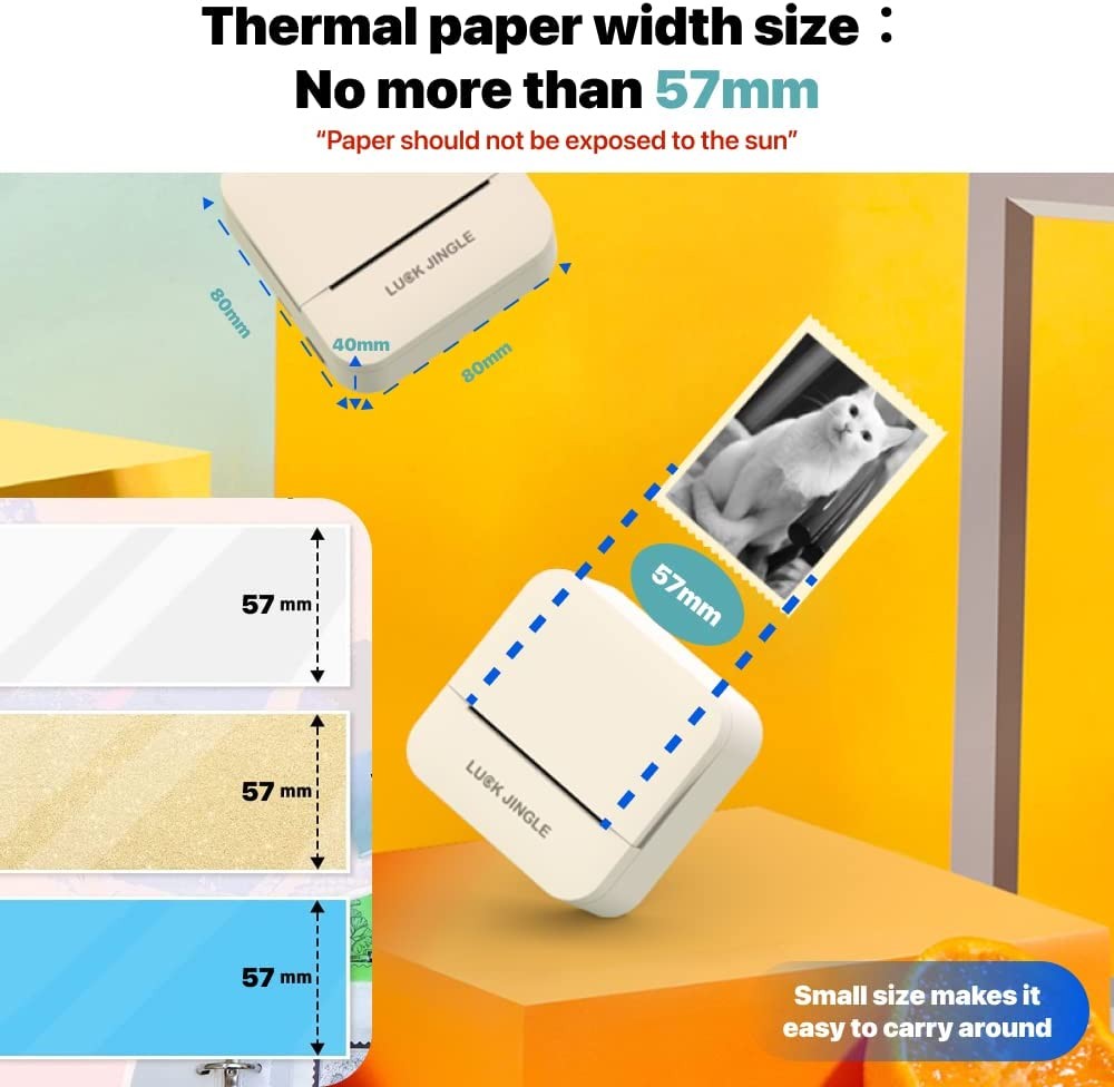 57mm photo printer thermal paper rolls white Thermal Adhesive paper Rolls printing sticker For thermal mini label printer