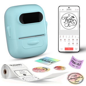 Thermal Label Sticker Mini Portable Printer-No Ink/Toner Required USB Interface 203dpi Small Businesses Home Use Print Photos